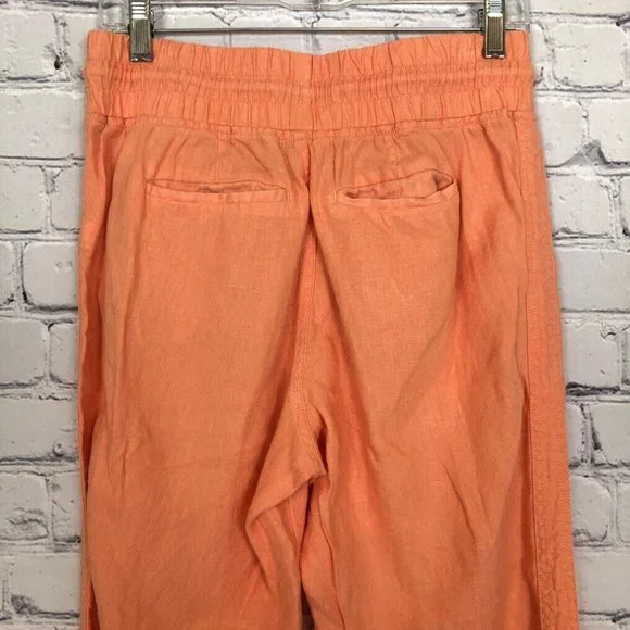 Athleta Cabo 100% Linen Jogger Pants Size 6 Orange - Picture 4 of 7